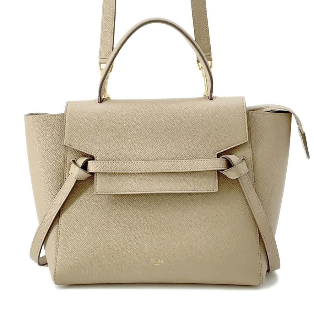 Celine Handbag Belt Bag Body Crossbody Bag Calf Leather Shoulder Beige